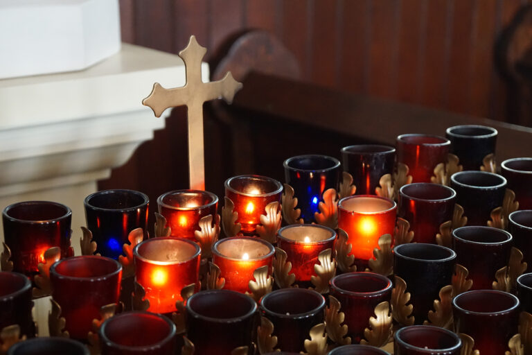 Offertory candles in St. Stanislaus Church