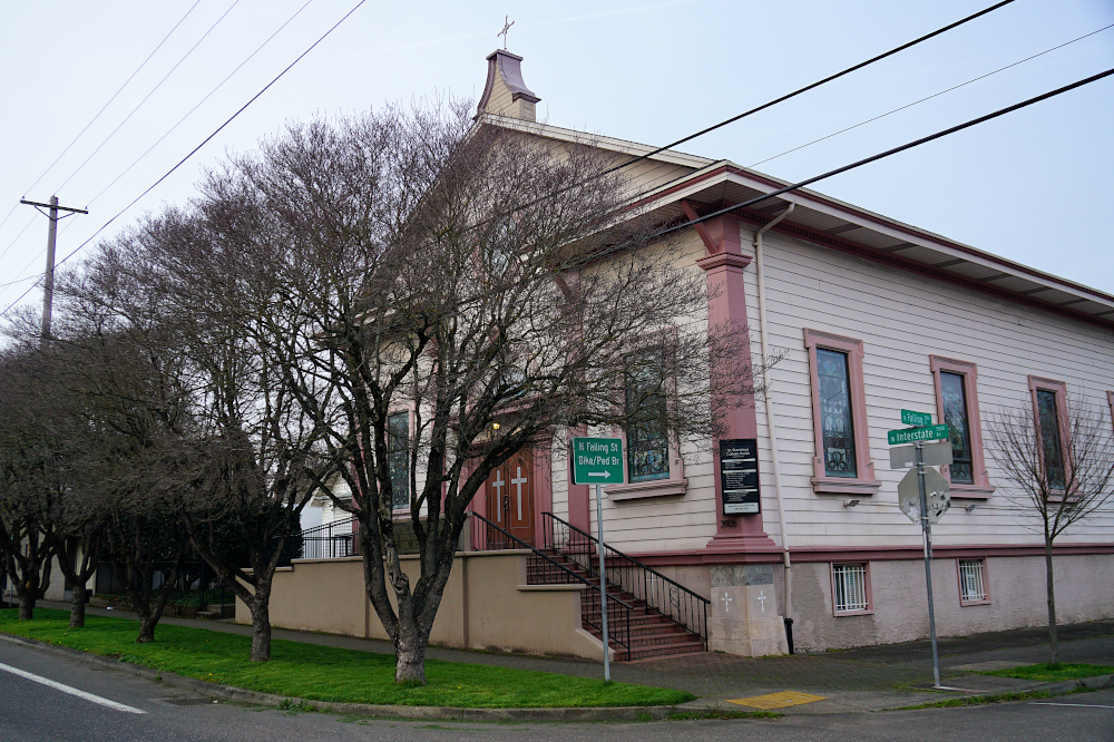 Outside of St. Stanislaus from N. Interstate Ave.