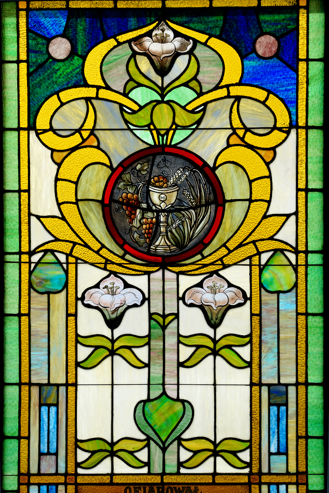 Stained glass window in St. Stanislaus Church