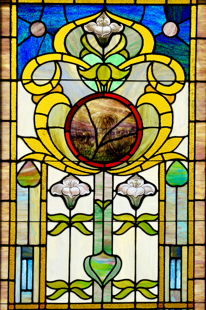 Stained glass window in St. Stanislaus Church