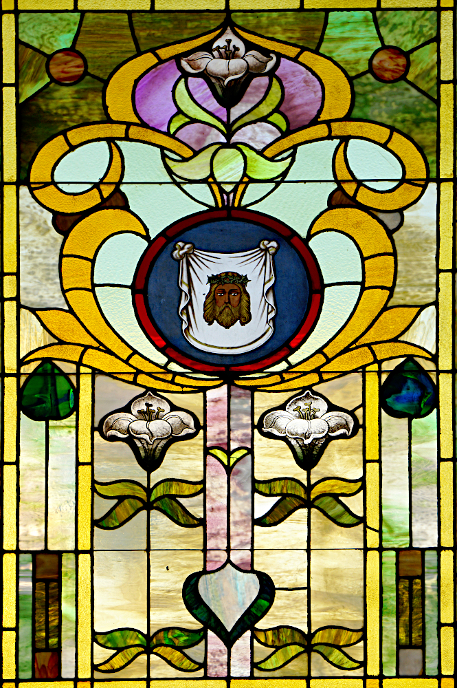 Stained glass window in St. Stanislaus Church